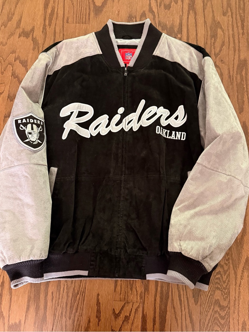 Vintage NFL Oakland Raiders Suede Bomber Jacket